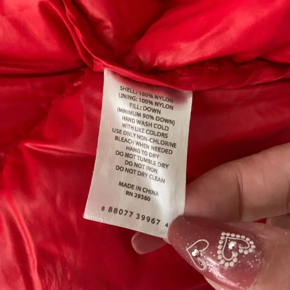 Dip Packable Down Filled Bubble Vest XL Red Sleeveless Lined Pockets Full Zip - Picture 7 of 7